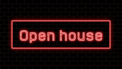 Open house のネオン文字