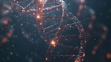 Abstract animated structure of a DNA molecule from particles. Concept animation of digital DNA, human genome. Medical research, genetics