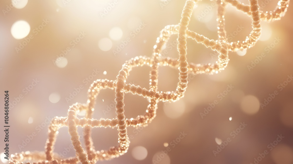 Poster abstract animated structure of a dna molecule from particles. concept animation of digital dna, huma
