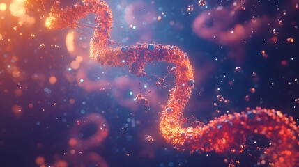 Abstract animated structure of a DNA molecule from particles. Concept animation of digital DNA, human genome. Medical research, genetics