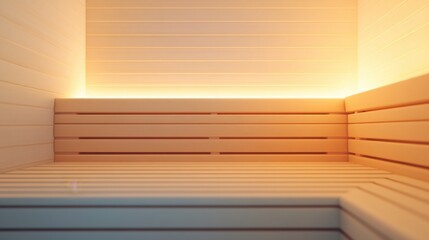 Fototapeta premium Modern Spa Sauna Room with Warm Wooden Panels