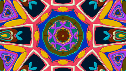 Abstract colorful psychedelic mandala kaleidoscope background pattern for a summer music festival