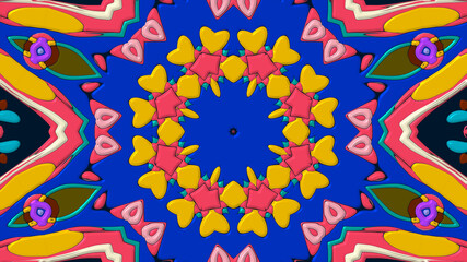 Fototapeta premium Abstract colorful psychedelic mandala kaleidoscope background pattern for a summer music festival