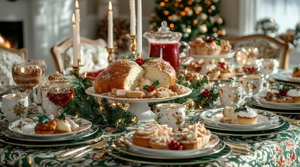 Fototapeta premium Festive Holiday Dining Table Setting