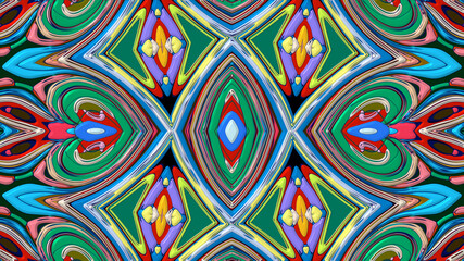 Abstract colorful psychedelic mandala kaleidoscope background pattern for a summer music festival