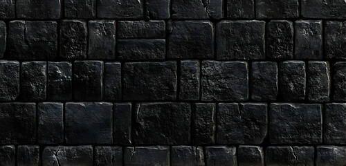 A textured black stone wall with a rugged appearance, suitable for backgrounds or designs. Black and white background images -