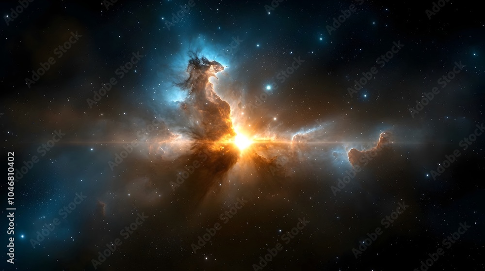 Fototapete intense close up of a cosmic orb with bright swirling energy patterns enveloping it set against a va