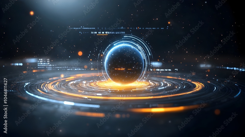 Aufkleber mesmerizing cosmic orb glowing with swirling energy of vibrant nebula colors wrapping around a radia
