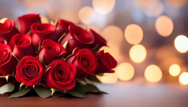 Bukiet kwiat&oacute;w, czerwonych r&oacute;ż. Tapeta kwiaty, puste miejsce na tekst