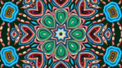Abstract colorful psychedelic mandala kaleidoscope background pattern for a summer music festival