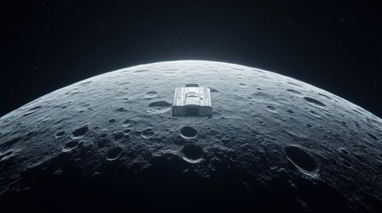 Lunar Station Orbiting Above the Moon's Surface