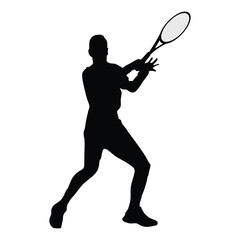 silhouette of a tennis player hitting a forehand