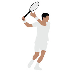 Silhouette of a tennis player hitting a forehand