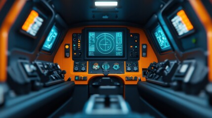 Obraz premium Inside View of a Submarine Cockpit with Advanced Controls