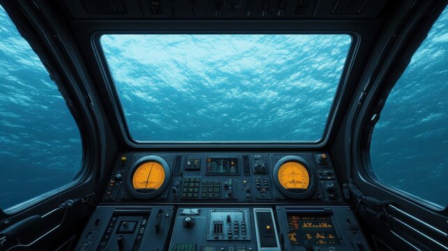 Submarine Cockpit View Underwater