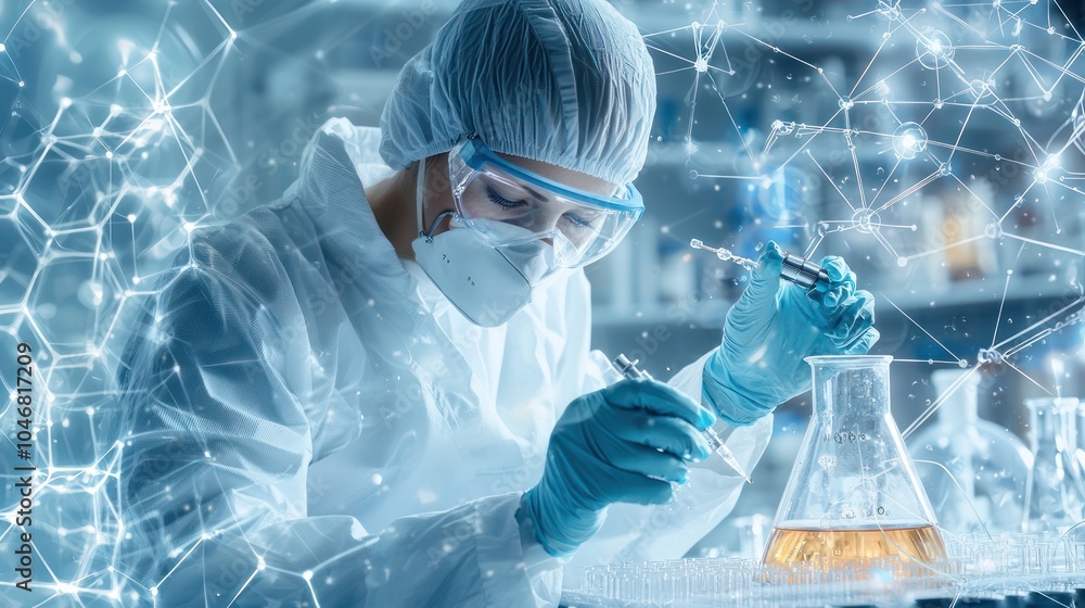 Aufkleber modern organic fermentation process: scientist using advanced equipment | high-resolution editorial 