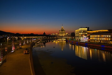 Obraz premium Night cityscape in the center of Moscow.