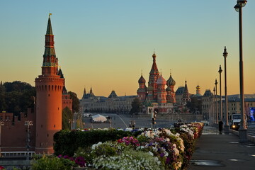 Pre-dawn hour in the center of Moscow. The Moscow River, the Moscow Kremlin.