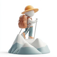 Figure Hiking Icon on Mountain Trail