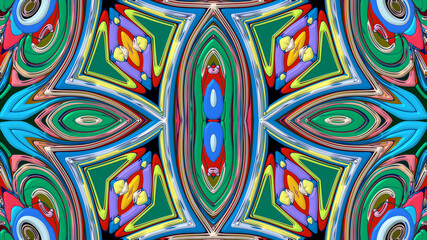 Abstract colorful psychedelic mandala kaleidoscope background pattern for a summer music festival