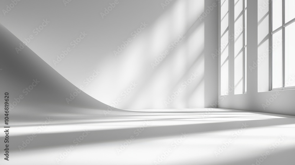 Poster a pristine blank white background with soft, diffused lighting creating a calm and neutral atmospher