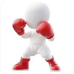 Figure in Red Boxing Gloves Ready to Punch
