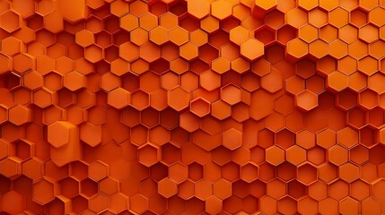 3d illustration of orange color hexagon shaped bee comb structure