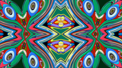 Abstract colorful psychedelic mandala kaleidoscope background pattern for a summer music festival