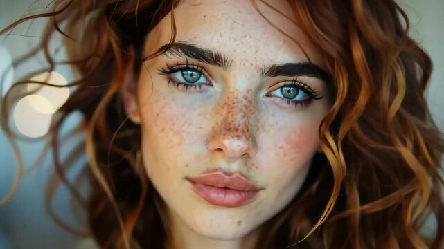 Radiating elegance, a young woman flaunts flawless makeup, accentuating her natural beauty with style and grace