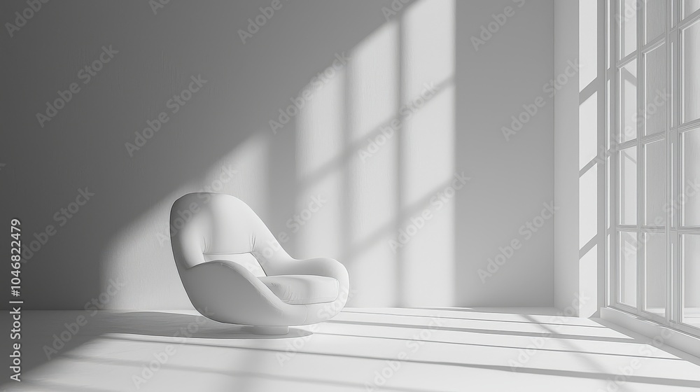 Poster a stark white background with minimal shadows, providing a neutral space for incorporating graphics 