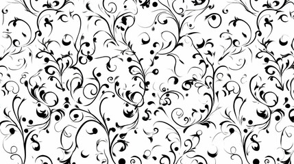 A black and white floral pattern with intricate swirls and designs. Black and white background images -