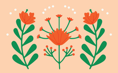 illustration postcard with floral ornament minimalism