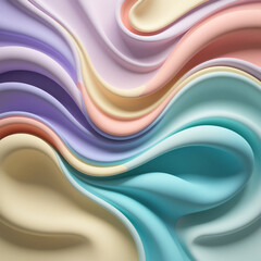 Obraz premium Colorful wavy swirly texture Abstract fluid art stily Pastel background 3d Paint Style Light Ethereal environment with cloth Elegant flow of soft pastel waves gradient light smooth edges Elegant flow