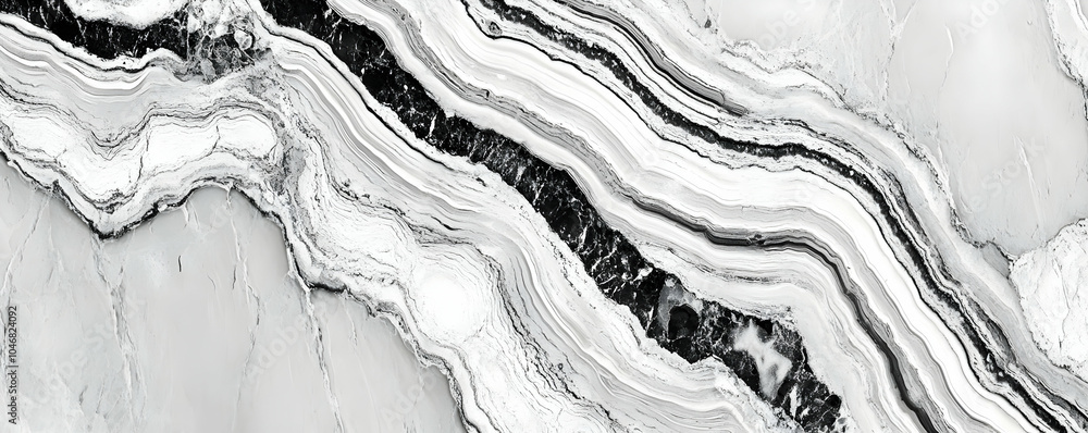 Poster abstract black and white marble texture with flowing patterns and layers. black and white background