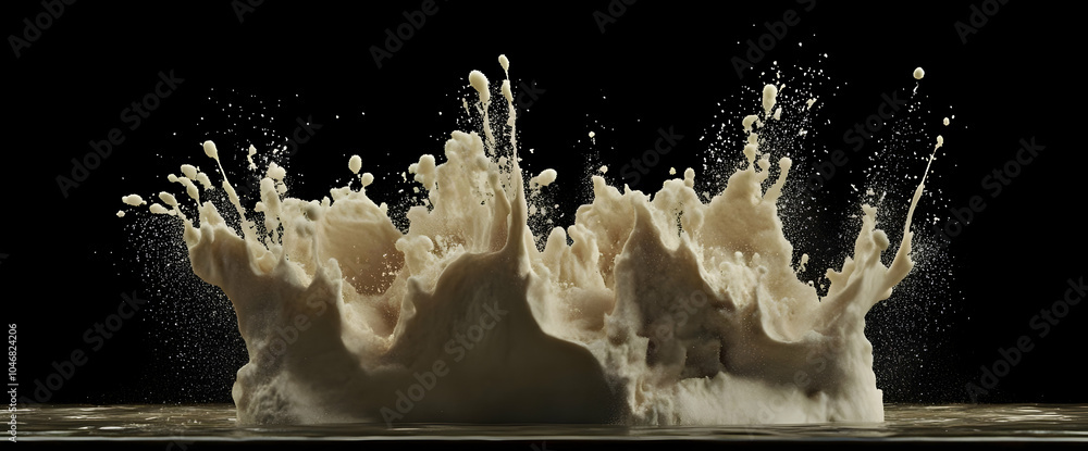 Poster a dynamic splash of liquid, creating an abstract display of movement and texture. black and white ba