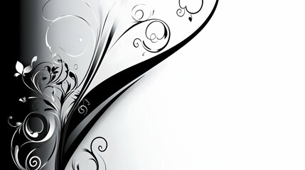 Elegant black and white floral design with swirling patterns for backgrounds or graphics. Black and white background images -