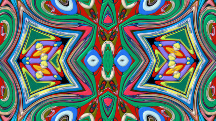 Abstract colorful psychedelic mandala kaleidoscope background pattern for a summer music festival