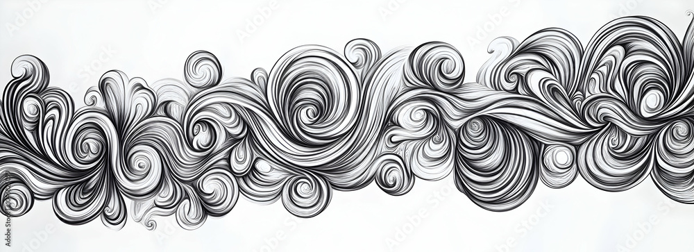 Poster abstract black and white swirling patterns creating a dynamic visual flow. black and white backgroun