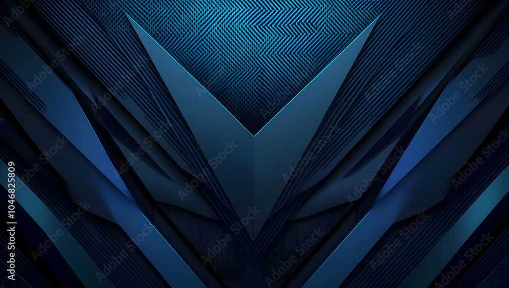 Poster abstract blue geometric design with sharp angles and layered textures. black and white background im