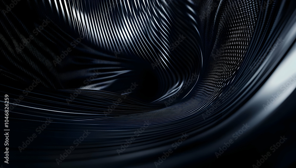 Poster abstract representation of flowing textures in dark tones, suggesting depth and movement. black and 