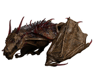 3D rendered dragon isolated on transparent background