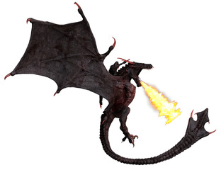 3D rendered dark dragon isolated on transparent background