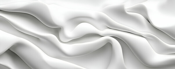 Fototapeta premium A smooth, flowing texture of white fabric, showcasing elegant folds and shadows. Black and white background images -