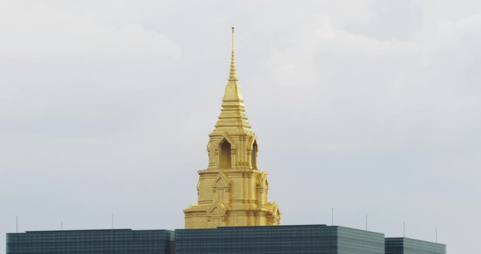 Golden Pagoda Top of Thailand's New Parliament Building in Bangkok with Buddha Statue, a Unique and Magnificent Feature for House of Representatives Meetings