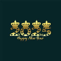 Happy New Year 2025 text design. Cover of business diary for 2025 with wishes. Brochure design template, card, banner. Vector illustration. Isolated on white background.