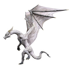 3D rendered white dragon isolated on transparent background