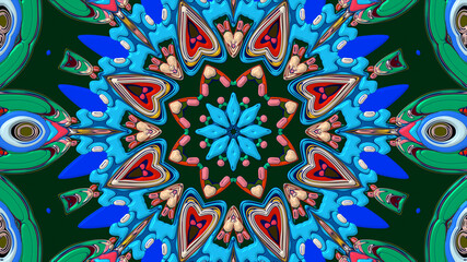 Abstract colorful psychedelic mandala kaleidoscope background pattern for a summer music festival
