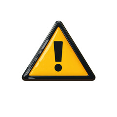 Yellow triangle warning sign on transparent background