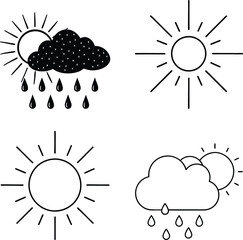Weather Icons Sun, Cloud, Rain, Forecast