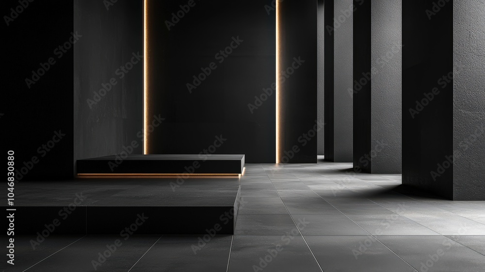 Poster Black backdrop with minimalist typography and elegant design elements, creating a sophisticated atmosphere for professional graphics.